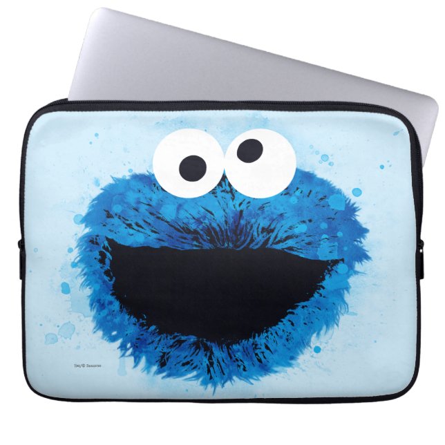 Cookie Monster | Ontwikkeling Waterverf Laptop Sleeve (Voorkant)