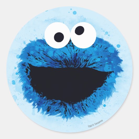 Cookie Monster | Ontwikkeling Waterverf Ronde Sticker (Voorkant)