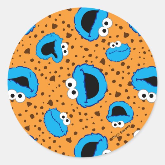 Cookie Monster op Cookie Pattern Ronde Sticker (Voorkant)