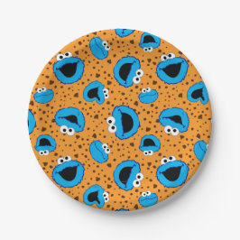 Cookie Monster over Cookie Pattern Papieren Bordje