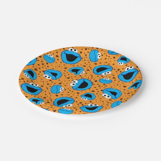 Cookie Monster over Cookie Pattern Papieren Bordje (Gekanteld)