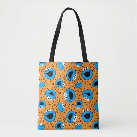Cookie Monster over Cookie Pattern Tote Bag (Voorkant)