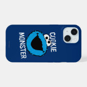 Cookie Monster patroon gezicht iPhone 15 Hoesje (Achterkant horizontaal)
