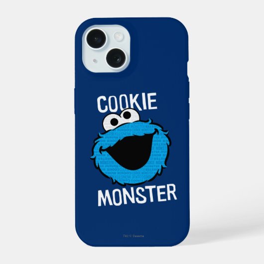 Cookie Monster patroon gezicht iPhone 15 Hoesje (Achterkant)
