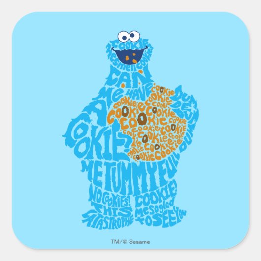Cookie Monster Patroon Vullen Vierkante Sticker (Voorkant)