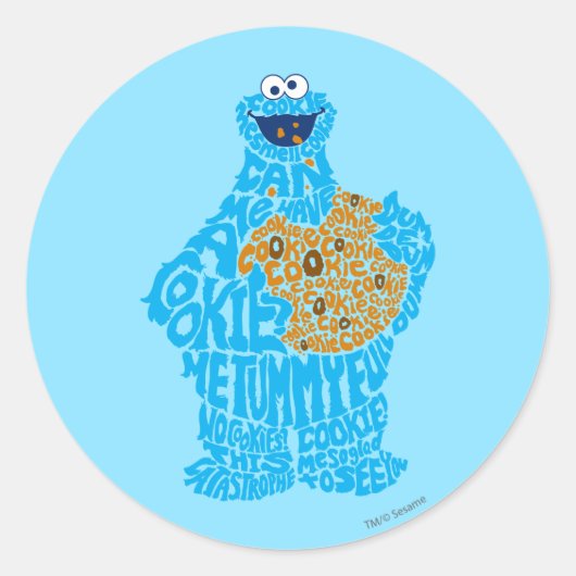 Cookie Monster Patroon Vulling Ronde Sticker (Voorkant)