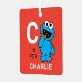Cookie Monster | Persoonlijke naam met foto Metalen Ornament (Voorkant links)