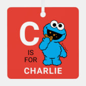 Cookie Monster | Persoonlijke naam met foto Metalen Ornament (Voorkant)