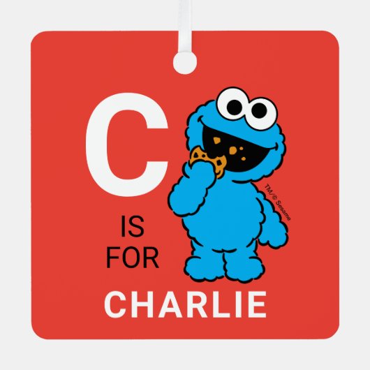 Cookie Monster | Persoonlijke naam met foto Metalen Ornament (Voorkant)