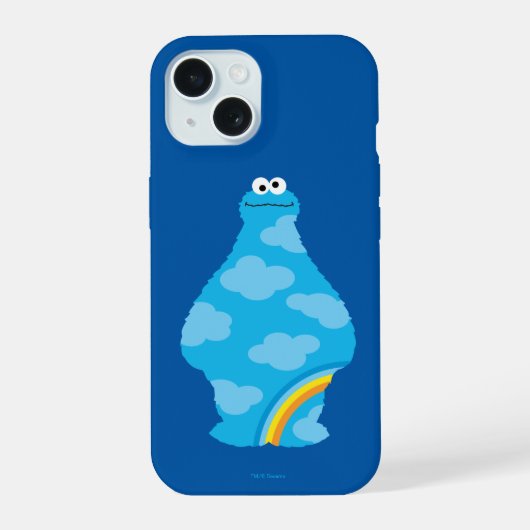 Cookie Monster Regenbogen iPhone 15 Hoesje (Achterkant)