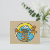 Cookie Monster Retro Briefkaart (Staand voorkant)