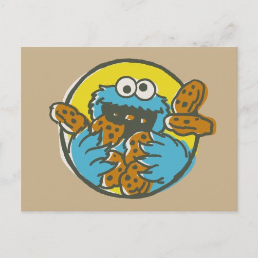Cookie Monster Retro Briefkaart (Voorkant)