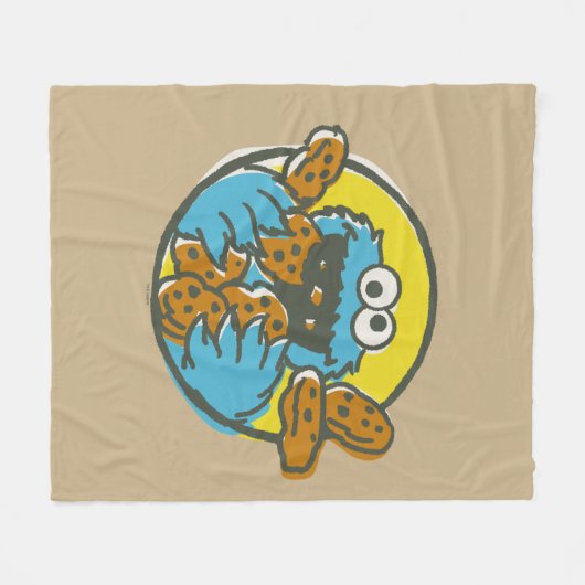 Cookie Monster Retro Fleece Deken (Voorkant (Horizontaal))