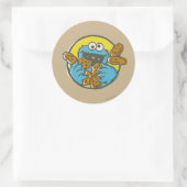 Cookie Monster Retro Ronde Sticker (Tas)