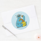 Cookie Monster Retro Ronde Sticker (Envelop)