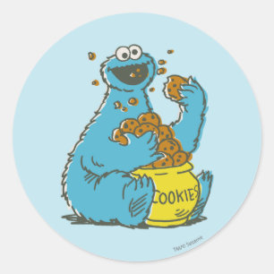 Cookie Monster Retro Ronde Sticker