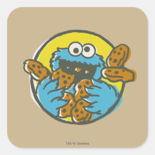 Cookie Monster Retro Vierkante Sticker