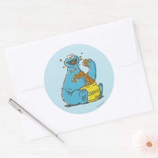 Cookie Monster  Ronde Sticker (Envelop)