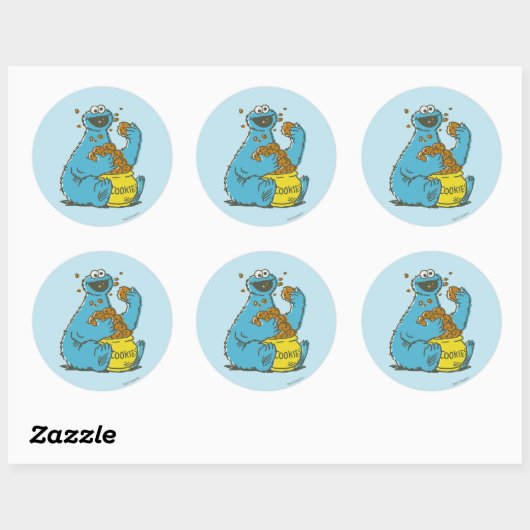 Cookie Monster  Ronde Sticker (Vel)