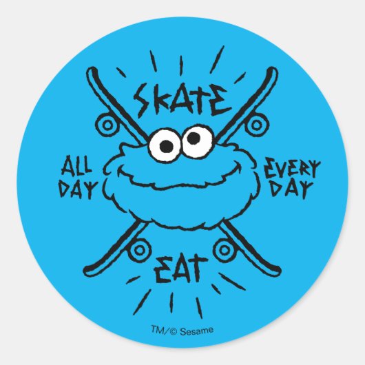Cookie Monster Schaats Logo - Schaats, Eat, 24x7 Ronde Sticker (Voorkant)