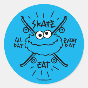 Cookie Monster Schaats Logo - Schaats, Eat, 24x7 Ronde Sticker