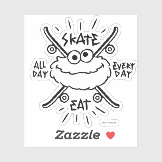 Cookie Monster Schaats Logo - Schaats, Eat, 24x7 Sticker (Vel)