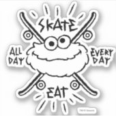 Cookie Monster Schaats Logo - Schaats, Eat, 24x7 Sticker (Voorkant)