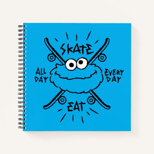 Cookie Monster Skate Logo - Skate, Eat, 24/7 Notitieboek (Voorkant)