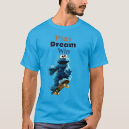 Cookie Monster Skateboarden Air Trick Design T-shirt