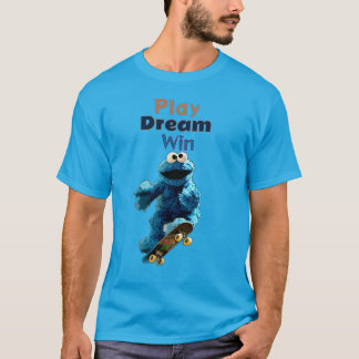 Cookie Monster Skateboarden Air Trick Design T-shirt
