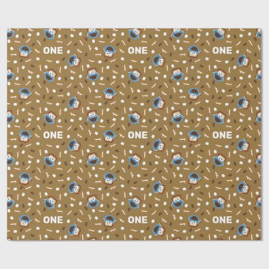 Cookie Monster S'mores Birthday Pattern Cadeaupapier (Vlak)