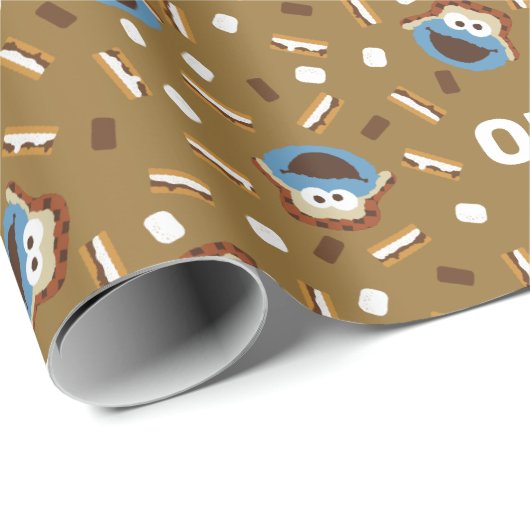 Cookie Monster S'mores Birthday Pattern Cadeaupapier (Rol Hoek)