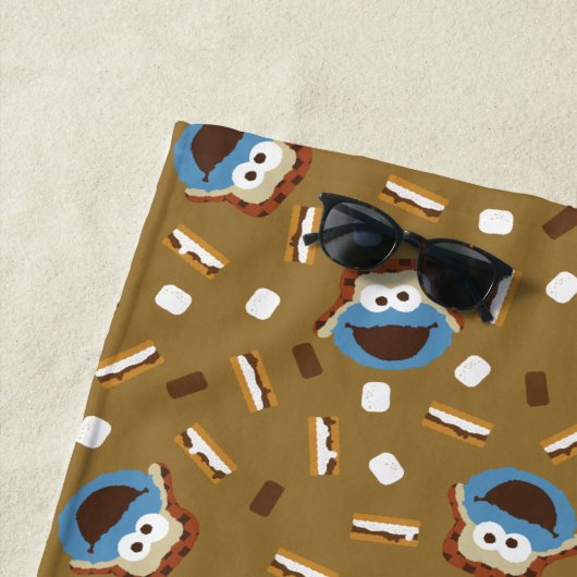 Cookie Monster S'mores Pattern | Jouw namen toevoe Strandlaken (In situ)