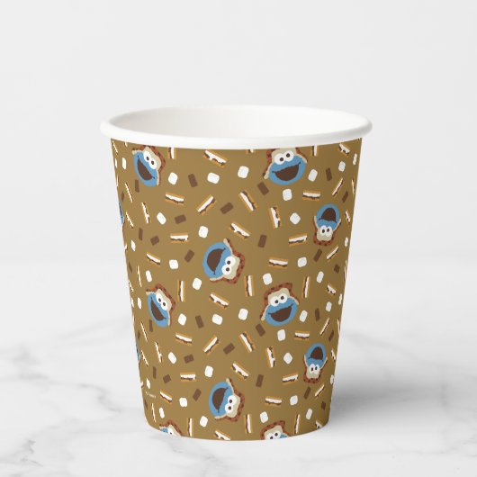 Cookie Monster S'mores Pattern Papieren Bekers (Voorkant)