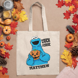 Cookie Monster - Trick Or Treat | Voeg je naam toe Tote Bag
