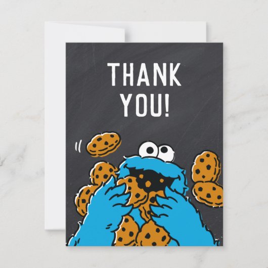 Cookie Monster Verjaardag Chalkboard Dank u Bedankkaart (Voorkant)