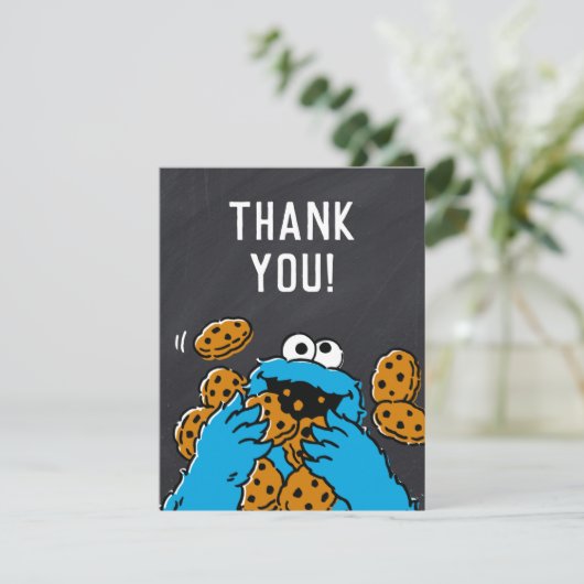 Cookie Monster Verjaardag Chalkboard Dank u Bedankkaart (Staand voorkant)