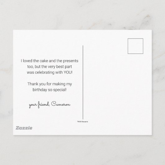 Cookie Monster Verjaardag Chalkboard Dank u Briefkaart (Achterkant)