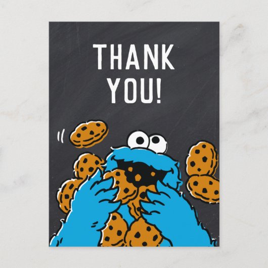 Cookie Monster Verjaardag Chalkboard Dank u Briefkaart (Voorkant)