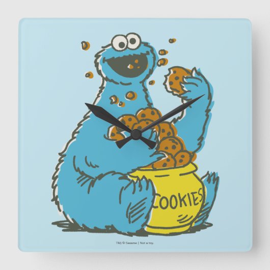 Cookie Monster  Vierkante Klok (Voorkant)