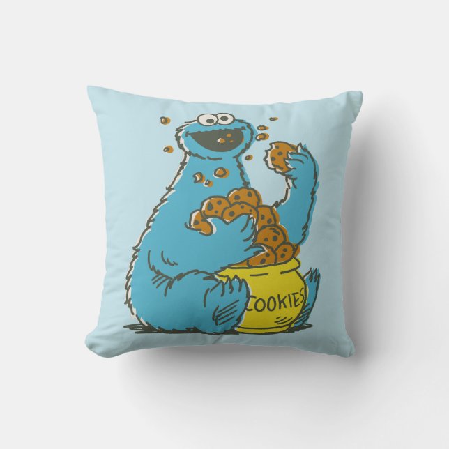 Cookie Monster Vintage Kussen (Voorkant)