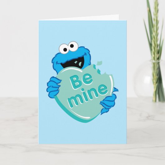 Cookie Monster "Wees van mij" Valentijnsdag Hart S Feestdagen Kaart (Voorkant)