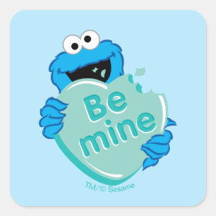 Cookie Monster "Wees van mij" Valentijnsdag Hart S Vierkante Sticker