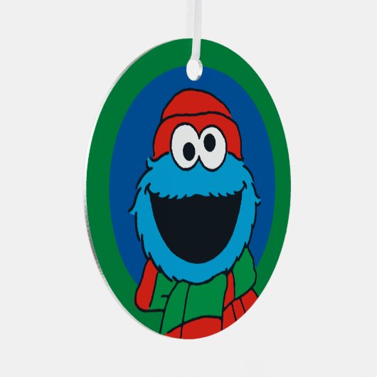 Cookie Monster Winter Scarf  Metalen Ornament (Voorkant Rechts)