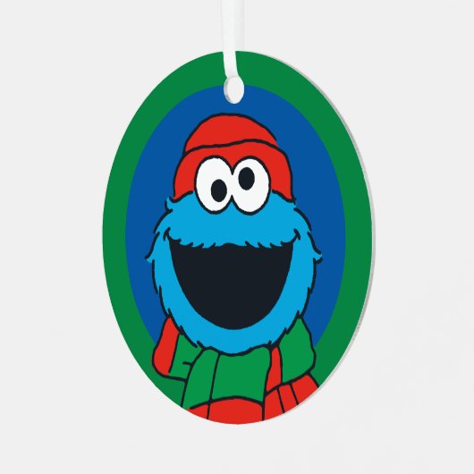 Cookie Monster Winter Scarf  Metalen Ornament (Voorkant links)