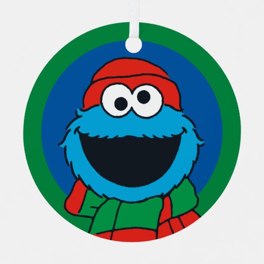 Cookie Monster Winter Scarf  Metalen Ornament (Voorkant)