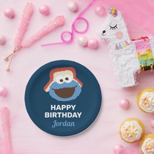 Cookie Monster Woodland Face | Geboortedag Papieren Bordje (Feest)