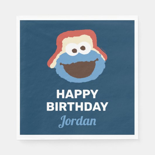 Cookie Monster Woodland Face | Geboortedag Servet (Voorkant)
