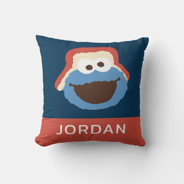Cookie Monster Woodland Face | Jouw namen toevoege Kussen (Voorkant)