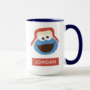 Cookie Monster Woodland Gezicht   Voeg je naam toe Mok